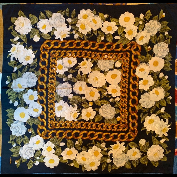 CHANEL vintage silk scarf camellias (Italy)